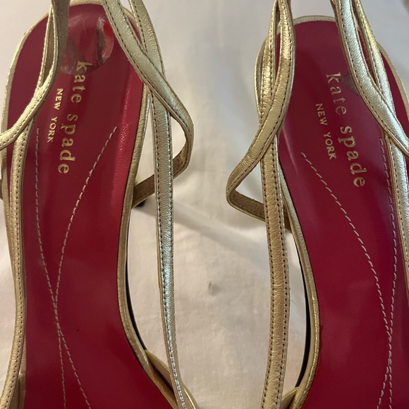 Kate Spade Gold Fabric comfortable strap heels. - Picture 5 of 7